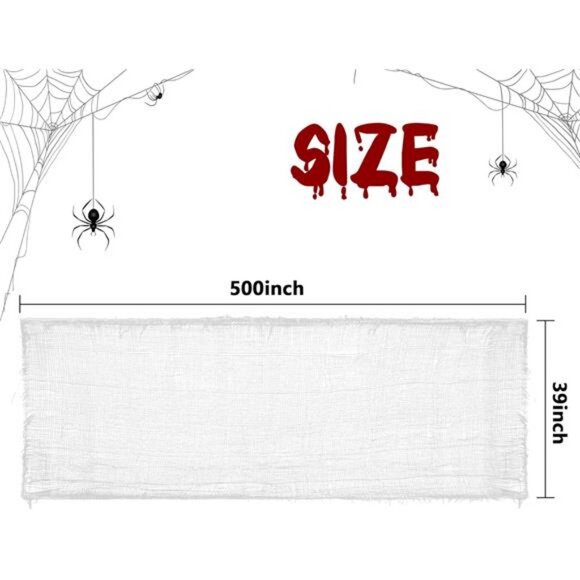 500x39 Inch Large Size White Scary Creepy Cloth-Windows Doorways Cover Gauze - Picture 2 of 8